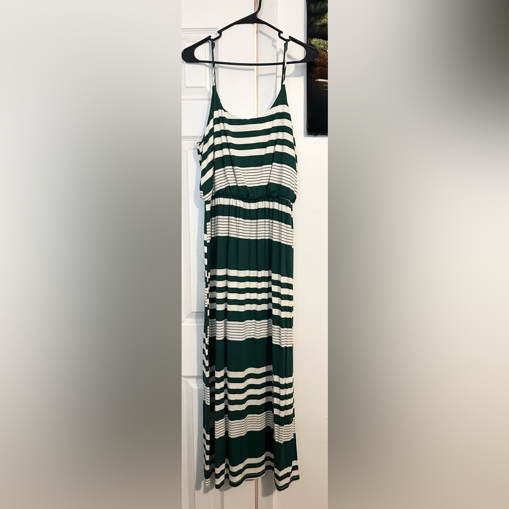Striped Green and White Maxi Dress